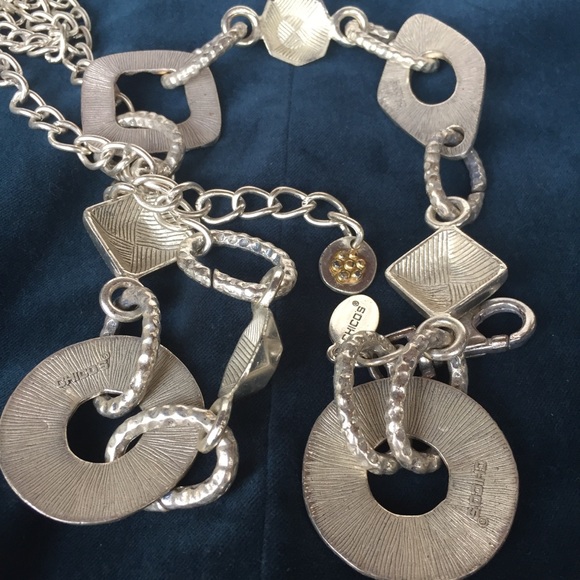 Chico's Accessories Chicos Silver Gold Metal Adjustable Chain Belt